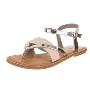 Toms Lexi Silver and Tan Sandals